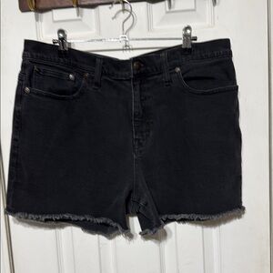 Madewell Black Jean Shorts Distressed High Rise Cut-Off Size 32